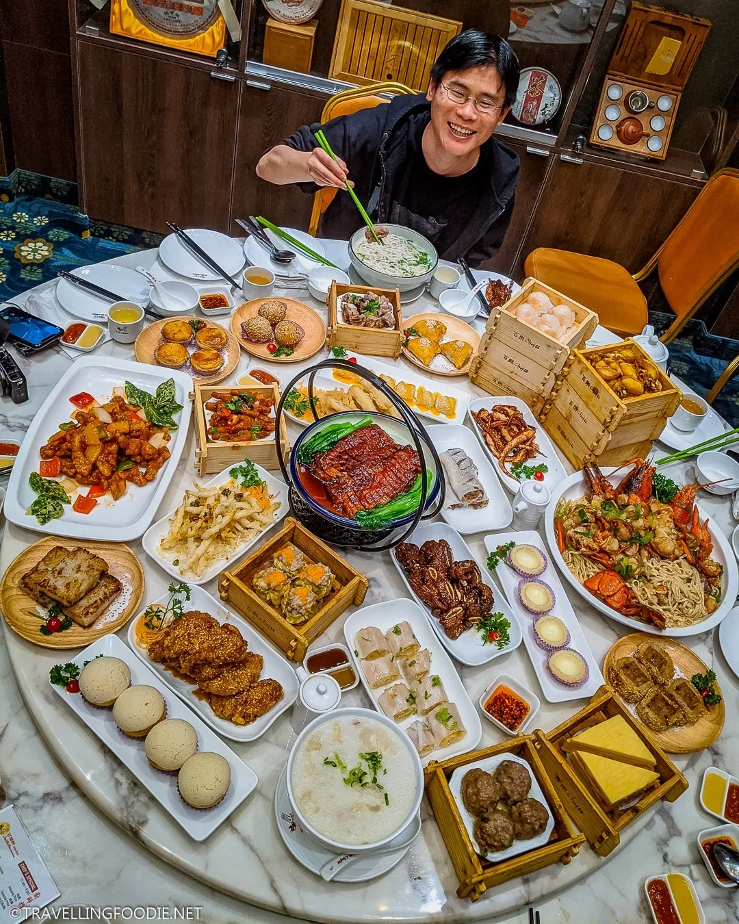 Raymond enjoying a dim sum meal